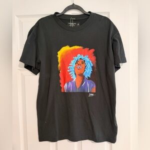 Abercrombie & Fitch Black Tee with Bright Blue Hair Portrait